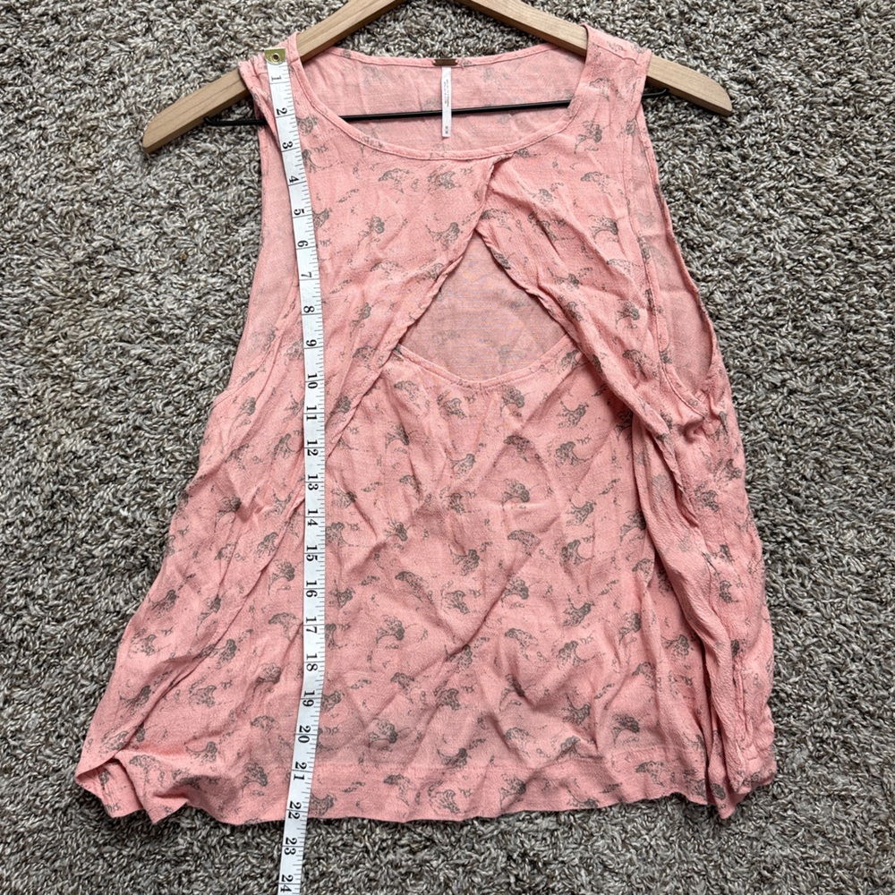 Free People Coral Orange Blouse with Front Cut-Out - Picture 4 of 7